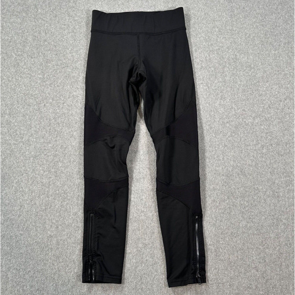Michi High Rise Leggings Women's Small Black Ankle Zip Moto Ribbed Crop Athletic - Picture 1 of 10